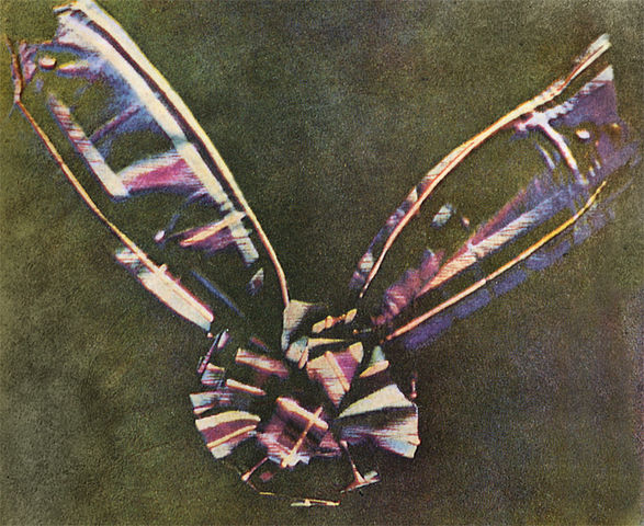 Figure 1 - The world's first color image, a picture of a tartan ribbon, produced by the three color method by Thomas Sutton for Sir James Clerk Maxwell