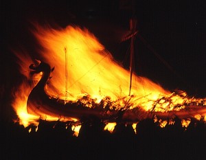 Figure 1 - Up Helly Aa Viking fire festival, 1973. Picture by Ann Burgess via the Wikipedia under the Creative Commons Attribution Share-alike license 2.0 