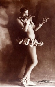 Figure 2 - Josephine Baker in her world famous banana costume.  Photograph by Walery, French, 1863-1935, from the Wikimedia Commons (uploaded by http://www.sheldonconcerthall.org/bakerpress.asp) and in the public domain because of copyright expiration.