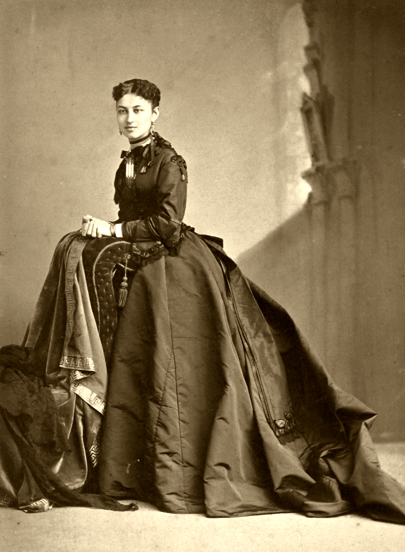 Figure 1 - Napoleon Sarony Portrait of a Young Woman in a Crinolette, c 1875. In the public domain because of its age.